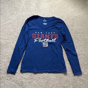 Fanatics New York Giants Woman’s Blue and Red V-Neck Long Sleeve Tee
